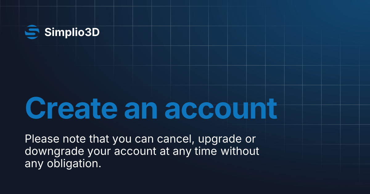 Create an account simplio3d